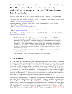 One-Dimensional Vertex Models Associated with a Class of Yangian Invariant Haldane–Shastry