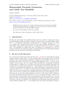 Holomorphic Parabolic Geometries and Calabi–Yau Manifolds Benjamin MCKAY