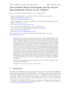 Two-Variable Wilson Polynomials and the Generic 3-Sphere ?