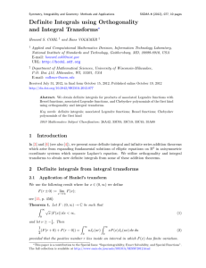 Def inite Integrals using Orthogonality ransforms ?