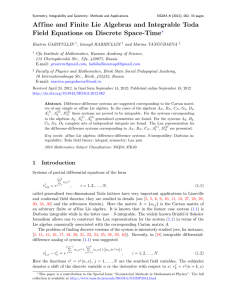 Af f ine and Finite Lie Algebras and Integrable Toda Space-Time ?