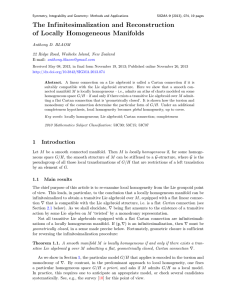 The Inf initesimalization and Reconstruction of Locally Homogeneous Manifolds Anthony D. BLAOM