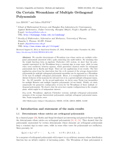 On Certain Wronskians of Multiple Orthogonal Polynomials