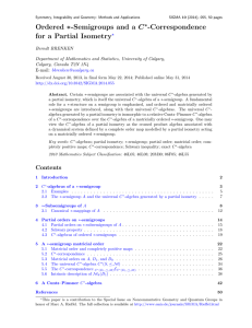 Ordered ∗-Semigroups and a C -Correspondence Isometry ∗