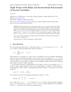Tight Frame with Hahn and Krawtchouk Polynomials of Several Variables Yuan XU