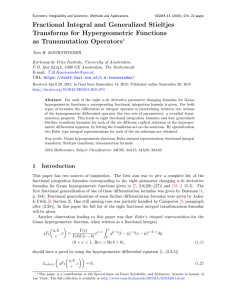 Fractional Integral and Generalized Stieltjes Transforms for Hypergeometric Functions erators ?