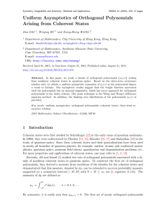 Uniform Asymptotics of Orthogonal Polynomials Arising from Coherent States