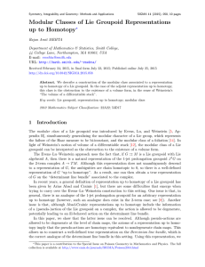 Modular Classes of Lie Groupoid Representations y ?