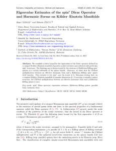 Eigenvalue Estimates of the spin Dirac Operator and Harmonic Forms on K¨