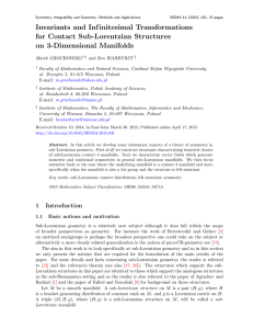 Invariants and Inf initesimal Transformations for Contact Sub-Lorentzian Structures on 3-Dimensional Manifolds