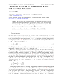 Lagrangian Reduction on Homogeneous Spaces with Advected Parameters Cornelia VIZMAN