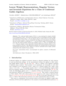 Lowest Weight Representations, Singular Vectors Galilei Algebras