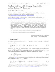Random Matrices with Merging Singularities and the Painlev´ Equation ?