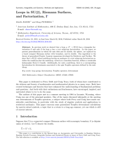 Loops in SU(2), Riemann Surfaces, I ?