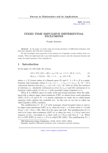 FIXED TIME IMPULSIVE DIFFERENTIAL INCLUSIONS Surveys in Mathematics and its Applications Tzanko Donchev