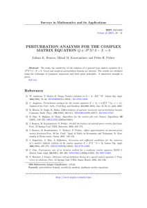 PERTURBATION ANALYSIS FOR THE COMPLEX MATRIX EQUATION Q ± A X