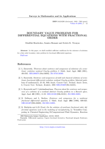 BOUNDARY VALUE PROBLEMS FOR DIFFERENTIAL EQUATIONS WITH FRACTIONAL ORDER