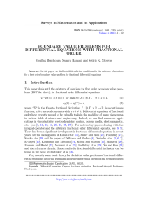 BOUNDARY VALUE PROBLEMS FOR DIFFERENTIAL EQUATIONS WITH FRACTIONAL ORDER
