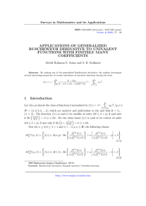 APPLICATIONS OF GENERALIZED RUSCHEWEYH DERIVATIVE TO UNIVALENT FUNCTIONS WITH FINITELY MANY COEFFICIENTS