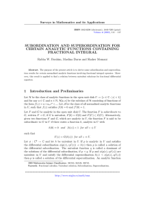 SUBORDINATION AND SUPERORDINATION FOR CERTAIN ANALYTIC FUNCTIONS CONTAINING FRACTIONAL INTEGRAL
