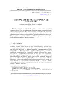 ENTROPY DUE TO FRAGMENTATION OF DENDRIMERS Surveys in Mathematics and its Applications