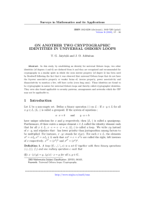 ON ANOTHER TWO CRYPTOGRAPHIC IDENTITIES IN UNIVERSAL OSBORN LOOPS T. G. Jaiy´