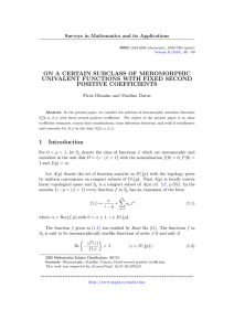 ON A CERTAIN SUBCLASS OF MEROMORPHIC UNIVALENT FUNCTIONS WITH FIXED SECOND