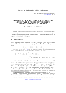 EXISTENCE OF SOLUTIONS FOR NONLINEAR MIXED TYPE INTEGRODIFFERENTIAL EQUATION OF SECOND ORDER