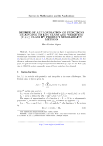 DEGREE OF APPROXIMATION OF FUNCTIONS BELONGING TO LIPα CLASS AND WEIGHTED (L