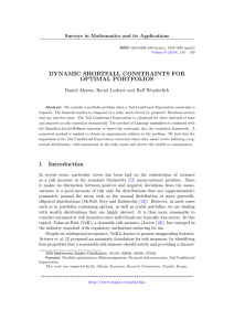 DYNAMIC SHORTFALL CONSTRAINTS FOR OPTIMAL PORTFOLIOS Surveys in Mathematics and its Applications