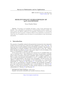 SEMI-INVARIANT SUBMANIFOLDS OF (g,F)-MANIFOLDS Surveys in Mathematics and its Applications Novac-Claudiu Chiriac