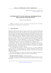 UNCERTAINTY FUNCTIONAL DIFFERENTIAL EQUATIONS FOR FINANCE Surveys in Mathematics and its Applications