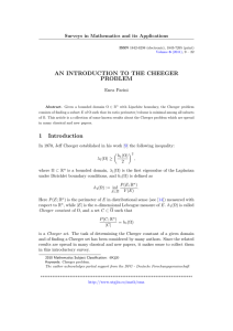 AN INTRODUCTION TO THE CHEEGER PROBLEM Surveys in Mathematics and its Applications