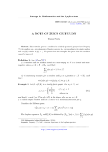 A NOTE OF ZUK’S CRITERION Surveys in Mathematics and its Applications