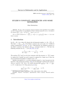 EULER’S CONSTANT, SEQUENCES AND SOME ESTIMATES Surveys in Mathematics and its Applications