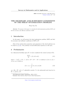 THE NECESSARY AND SUFFICIENT CONDITIONS OF THE SHEAF OPTIMIZATION PROBLEM