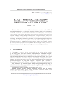 EXPLICIT STABILITY CONDITIONS FOR NEUTRAL TYPE VECTOR FUNCTIONAL DIFFERENTIAL EQUATIONS. A SURVEY