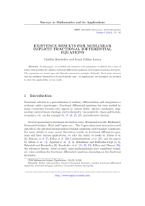 EXISTENCE RESULTS FOR NONLINEAR IMPLICIT FRACTIONAL DIFFERENTIAL EQUATIONS