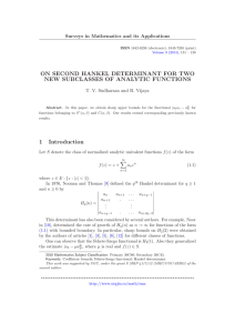 ON SECOND HANKEL DETERMINANT FOR TWO NEW SUBCLASSES OF ANALYTIC FUNCTIONS