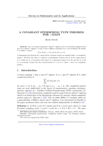 A COVARIANT STINESPRING TYPE THEOREM FOR τ -MAPS Harsh Trivedi