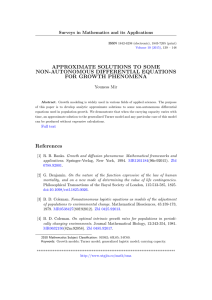 APPROXIMATE SOLUTIONS TO SOME NON-AUTONOMOUS DIFFERENTIAL EQUATIONS FOR GROWTH PHENOMENA