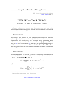 FUZZY INITIAL VALUE PROBLEM Surveys in Mathematics and its Applications