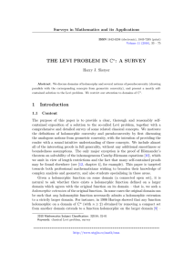THE LEVI PROBLEM IN C : A SURVEY Harry J. Slatyer