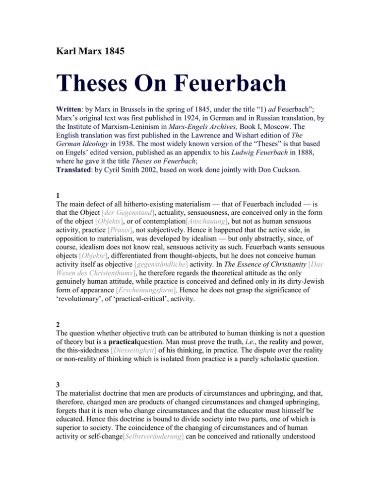 theses on feuerbach in german