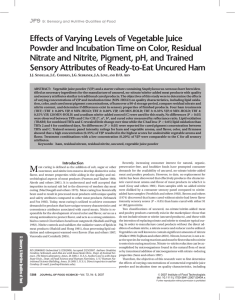 Effects of Varying Levels of Vegetable Juice