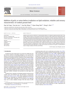 Addition of garlic or onion before irradiation on lipid oxidation,... characteristics of cooked ground beef