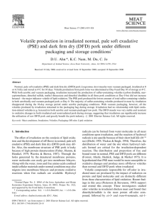 Volatile production in irradiated normal, pale soft exudative