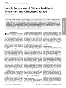 Volatile Substances of Chinese Traditional Jinhua Ham and Cantonese Sausage JFS: