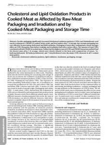 Cholesterol and Lipid Oxidation Products in Packaging and Irradiation and by