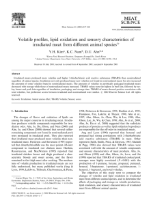 Volatile proﬁles, lipid oxidation and sensory characteristics of